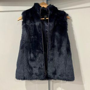 J. CREW Faux Fur Vest / Navy Blue / Size XS / Style H0514